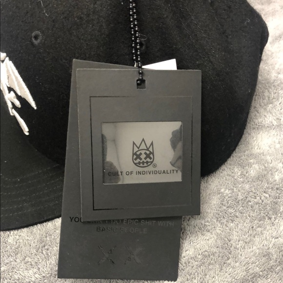 Cult of Individuality Black Hat with White Skull Design - Picture 2 of 5